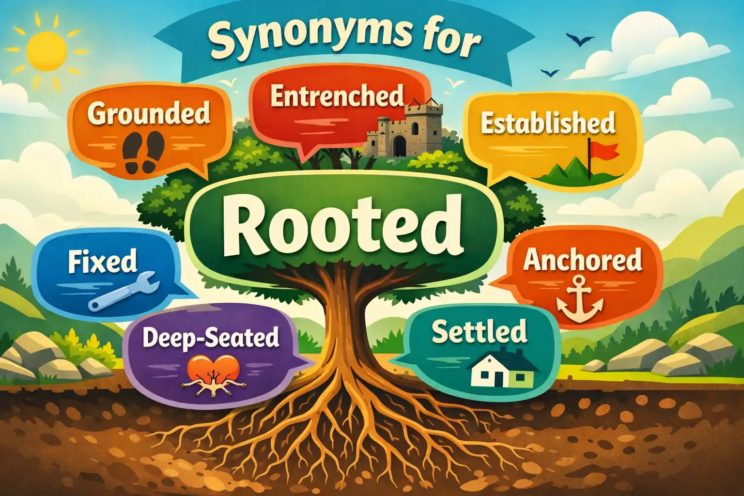 synonyms for rooted
