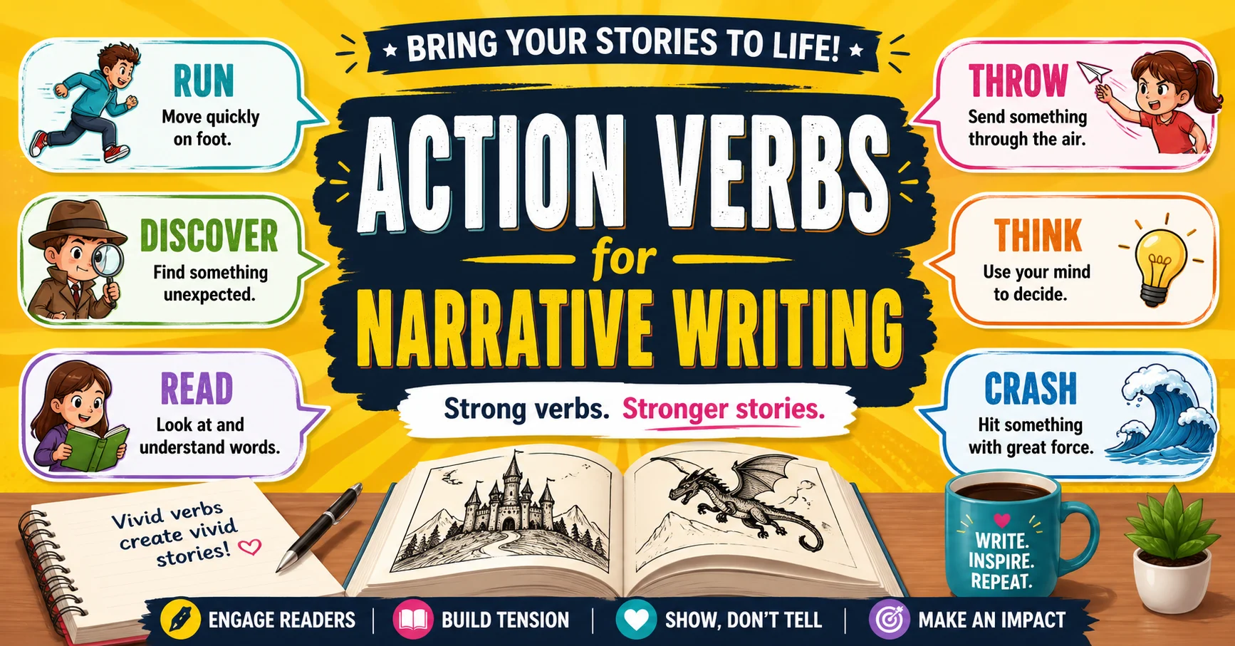 action verbs for narrative writing