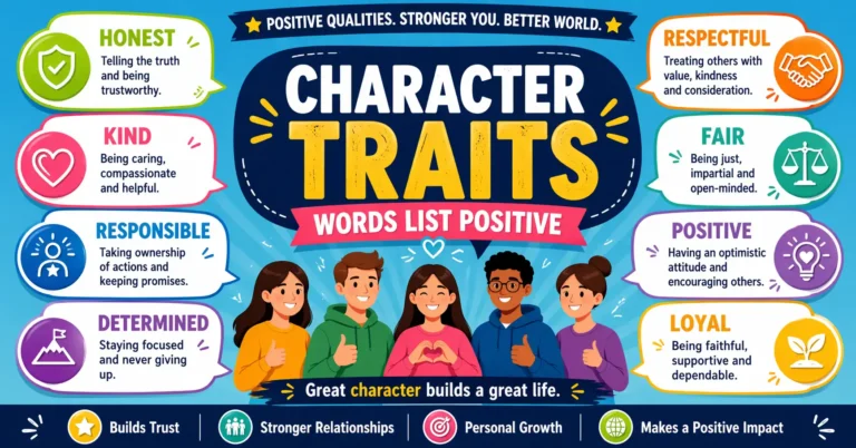 character traits words list positive