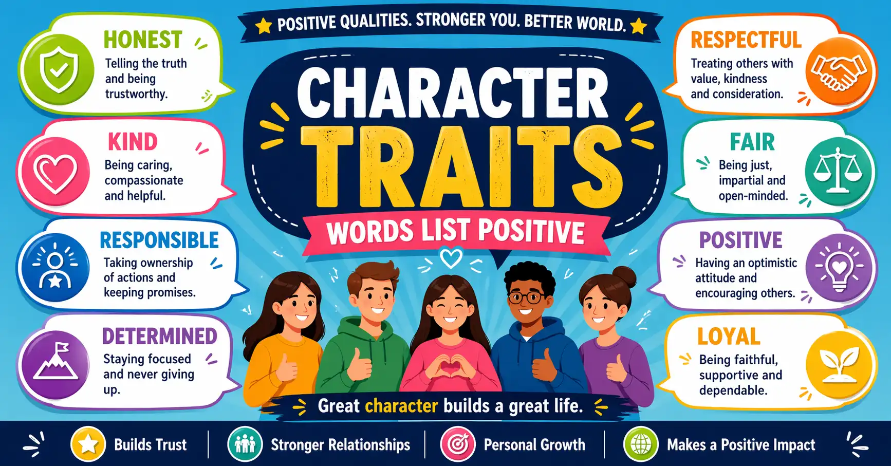 character traits words list positive
