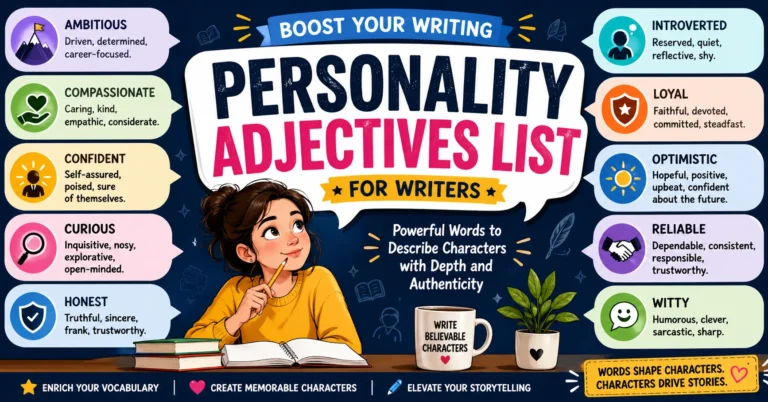 personality adjectives list for writers