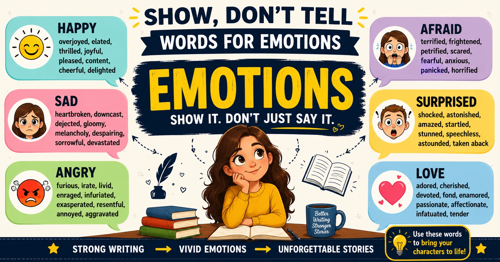 show don't tell words for emotions list