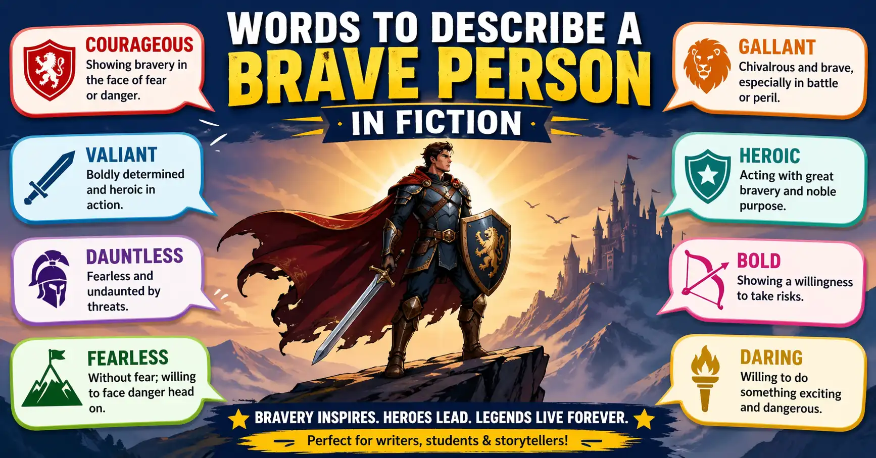words to describe a brave person in fiction