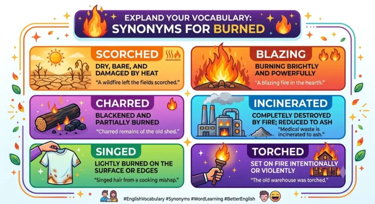 synonyms for burned