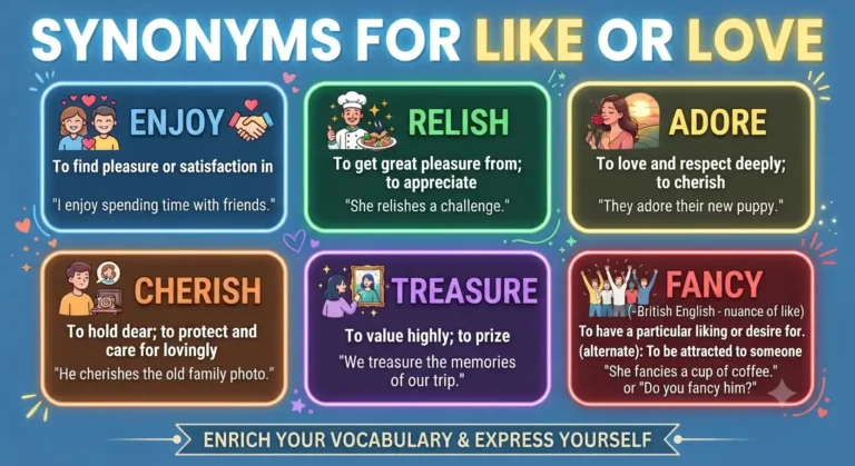 synonyms for like or love