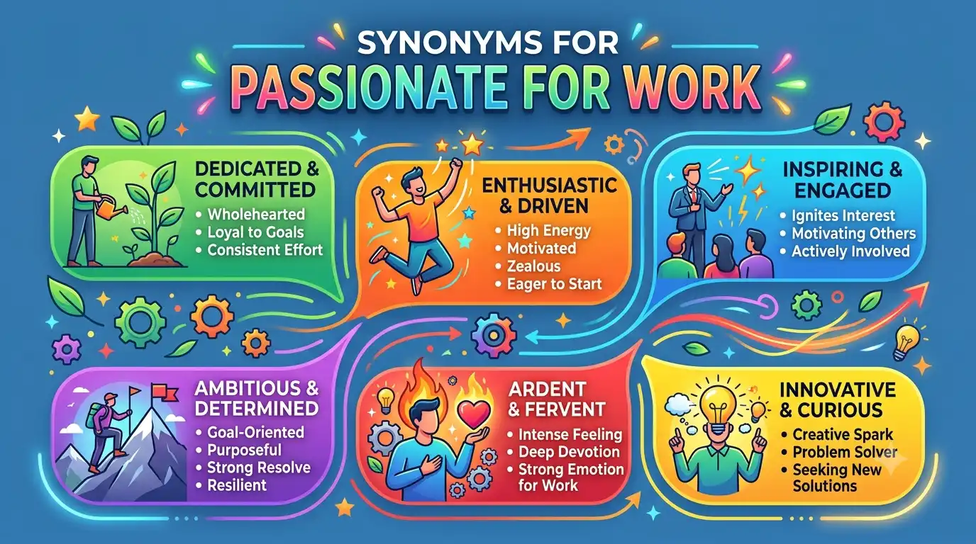 synonyms for passionate for work