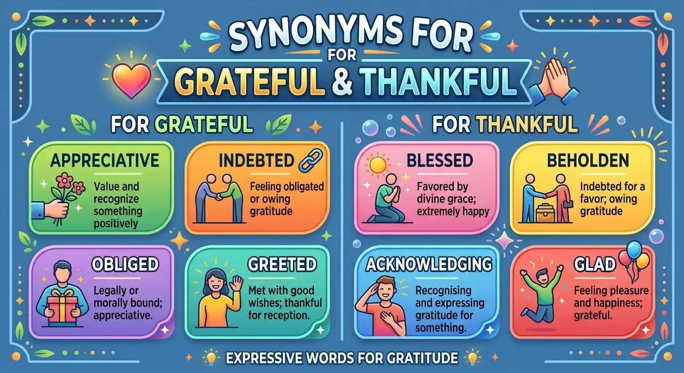 synonyms for grateful and thankful