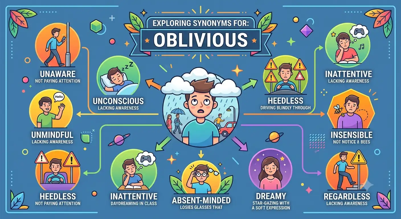 synonyms for oblivious